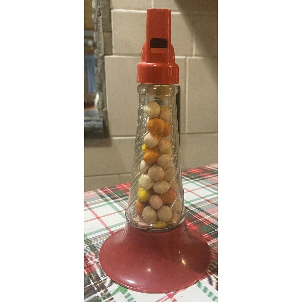 Horn O' Candy, Glass Candy Container J. H. Millstein Co. Jeanette, Pa. w/candy